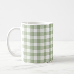 Weises Grün-und Weiß-Gingham überprüftes Muste Kaffeetasse
