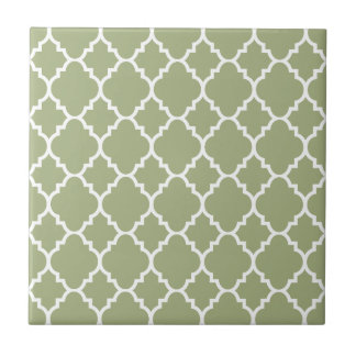 Weises Grün weißes Quatrefoil Marokkaner-Muster Fliese