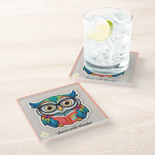 "Weisheit durch Bücher" Glasuntersetzer