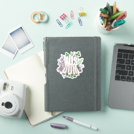 Weisheit Rosa Blume und Blätter Typografie Aufkleber