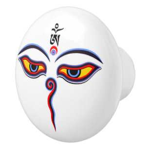 Weisheitsaugen des Buddha - Bodhnath Tempel Augen Keramikknauf