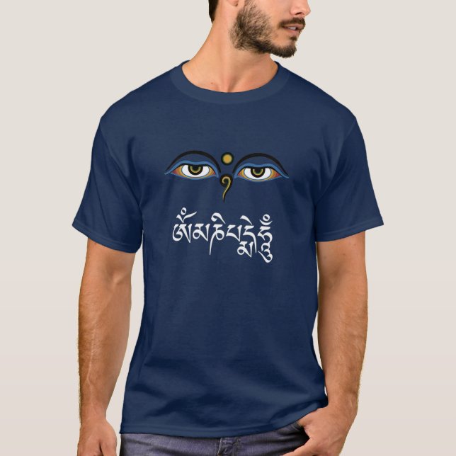 Weisheitsaugen | Om Mani Padme Hum Buddha Buddhist T-Shirt (Vorderseite)