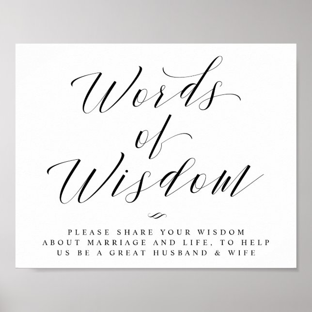 Weisheitsworte Elegantes kalligrafisches Hochzeits Poster (Vorne)