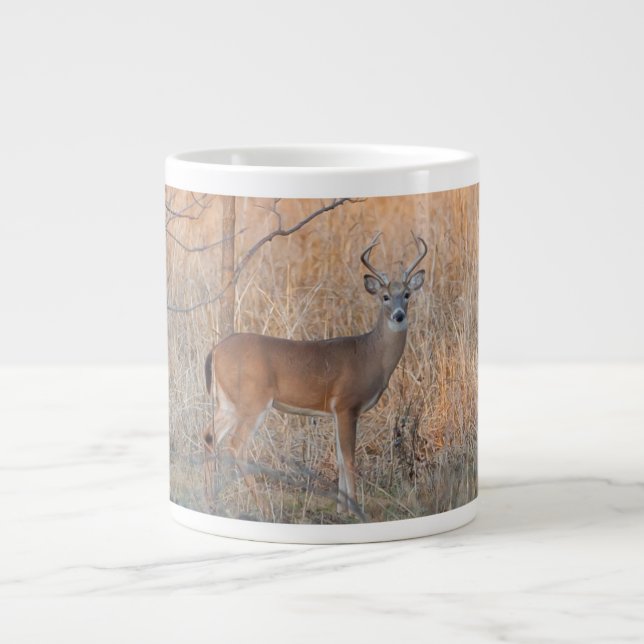 Weiß angebundene Rotwild TUNNEL-BOHRWAGENTasse Jumbo-Tasse (Vorderseite)