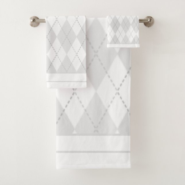 Weiß Argyle Badhandtuch Set (Insitu)