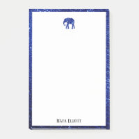 Weiß auf Blau Faux Glitter Elefant & Rand, Name
