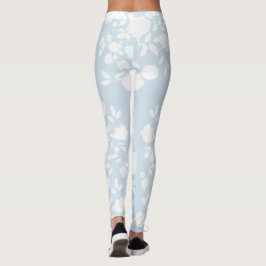 Weiß auf blauem BlumenToile kundenspezifischem Leggings