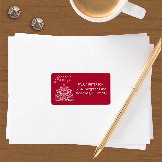 Weiß auf dem skandinavischen Weihnachtsbaum der No Adressaufkleber (Von Creator hochgeladen)