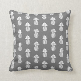 Weiß auf grauem kleinem Ananas-Muster-Entwurf Kissen