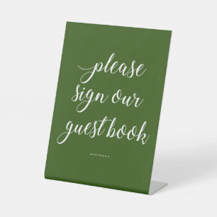 Weiß auf Grün Bitte unterschreiben Sie unsere Gäst Sockelschild