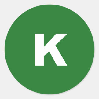 Weiß auf grüne Minimalistische Monogram Runder Aufkleber