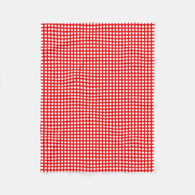 Weiß auf kleinen roten Polka-Punkten, horizontal Fleecedecke (Vorderseite)