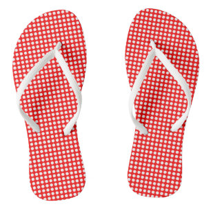 Weiß auf kleinen roten Polka-Punkten, horizontal Flip Flops