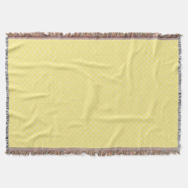 Weiß auf Lemon Gelbe Imitate Knittern Stich Muster Decke (Vorderseite)