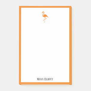 Weiß auf leuchtend orangefarbenem Flamingo und Rah Post-it Klebezettel