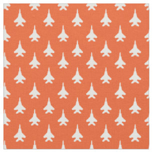 Weiß auf Orange F-15 Eagle Fighter Jet Muster Stoff