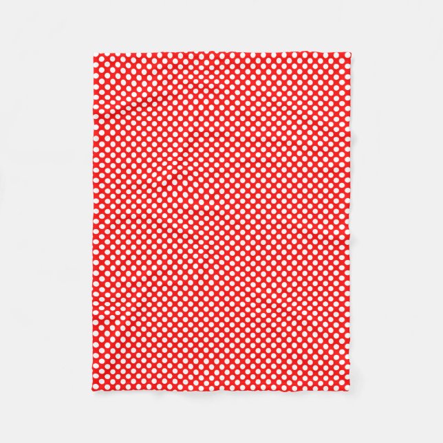 Weiß auf Red Small Size Polka Dots Fleecedecke (Vorderseite)