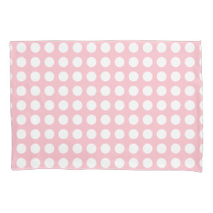 Weiß auf rosa Große horizontale Polka-Punkte Kissenbezug