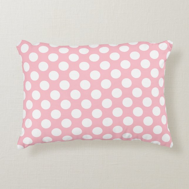 Weiß auf rosa große Polka-Punkte Dekokissen (Vorderseite)