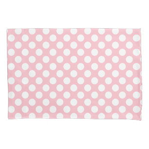 Weiß auf rosa große Polka-Punkte Kissenbezug
