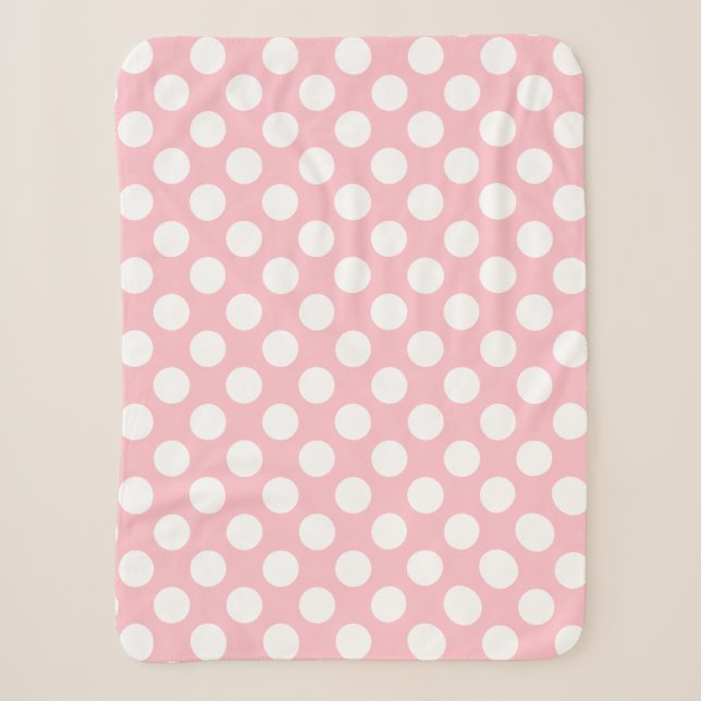 Weiß auf rosa große Polka-Punkte Sherpadecke (Vorderseite)