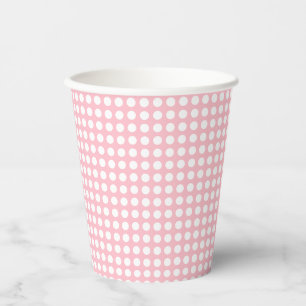 Weiß auf rosa Kleine horizontale Polka-Punkte Pappbecher