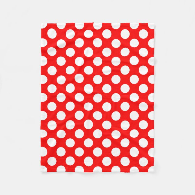 Weiß auf rot große Polka-Punkte Fleecedecke (Vorderseite)