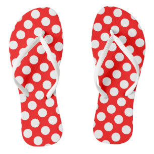 Weiß auf rot große Polka-Punkte Flip Flops