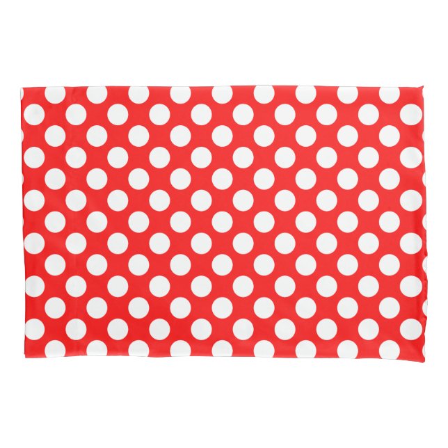 Weiß auf rot große Polka-Punkte Kissenbezug (Vorderseite)