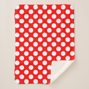 Weiß auf rot große Polka-Punkte Sherpadecke