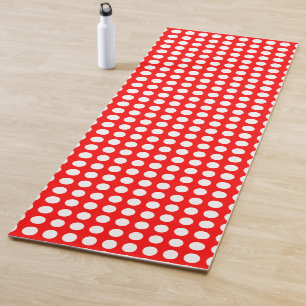 Weiß auf roten großen Hoizontal Polka Dots Yogamatte