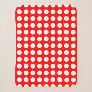 Weiß auf roten, großen horizontalen Polka-Punkten Sherpadecke