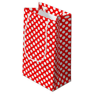 Weiß auf roten mittelgroßen Polka-Punkten Kleine Geschenktüte