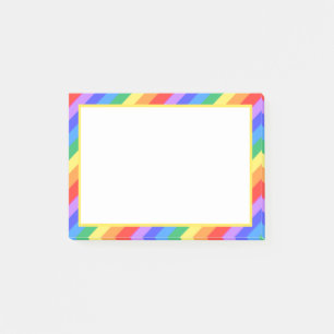 Weiß auf schönen mehrfarbigen gestreiften post-it klebezettel