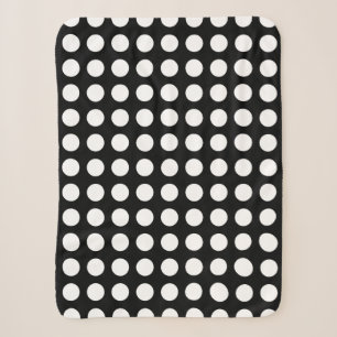 Weiß auf schwarz großen horizontalen Polka-Punkten Sherpadecke