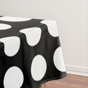 Weiß auf schwarz großen horizontalen Polka-Punkten Tischdecke