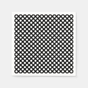 Weiß auf schwarz-mittelgroßes Polka Dots Paper Serviette