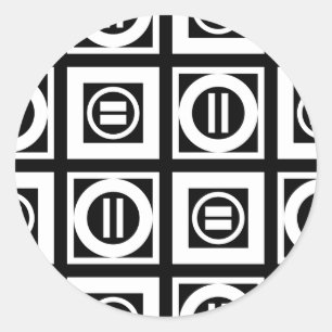 Weiß auf schwarzem geometrischem runder aufkleber