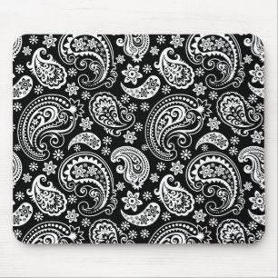 Weiß auf schwarzem retro-muster im Paisley-Design Mousepad