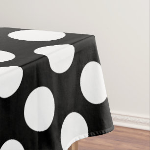 Weiß auf schwarzen großen Polka-Punkten Tischdecke