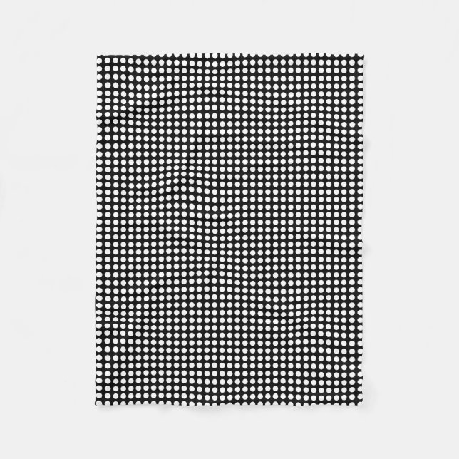 Weiß auf schwarzen kleinen horizontalen Polka-Punk Fleecedecke (Vorderseite)