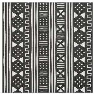 Weiß auf schwarzer Afrikaner MudCloth inspirierte Stoff