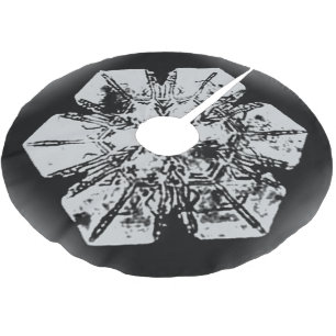 Weiß auf schwarzer Schneeflocke Polyester Weihnachtsbaumdecke