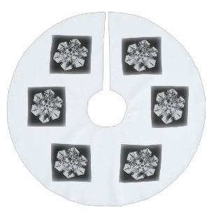 Weiß auf schwarzer Schneeflocke Polyester Weihnachtsbaumdecke