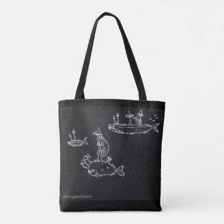 Weiß auf schwarzer Tasche