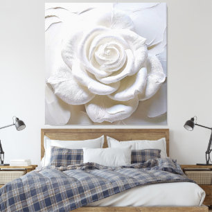Weiß auf Weiß - skulptierte Rose Leinwanddruck