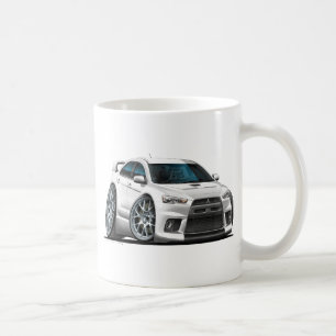 Weiß-Auto Mitsubishis Evo Kaffeetasse