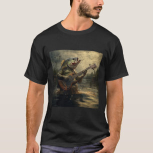 Weiß B Fische spielen B Gitarre Funny Cursed Meme T-Shirt