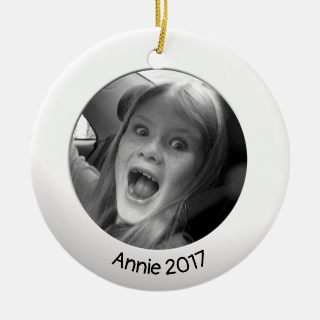 Weiß, beidseitig, 2 x benutzerdefiniertes Foto und Keramik Ornament (Vorne)