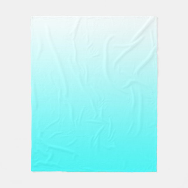 Weiß bis Aqua Blue Gradient Fleecedecke (Vorderseite)